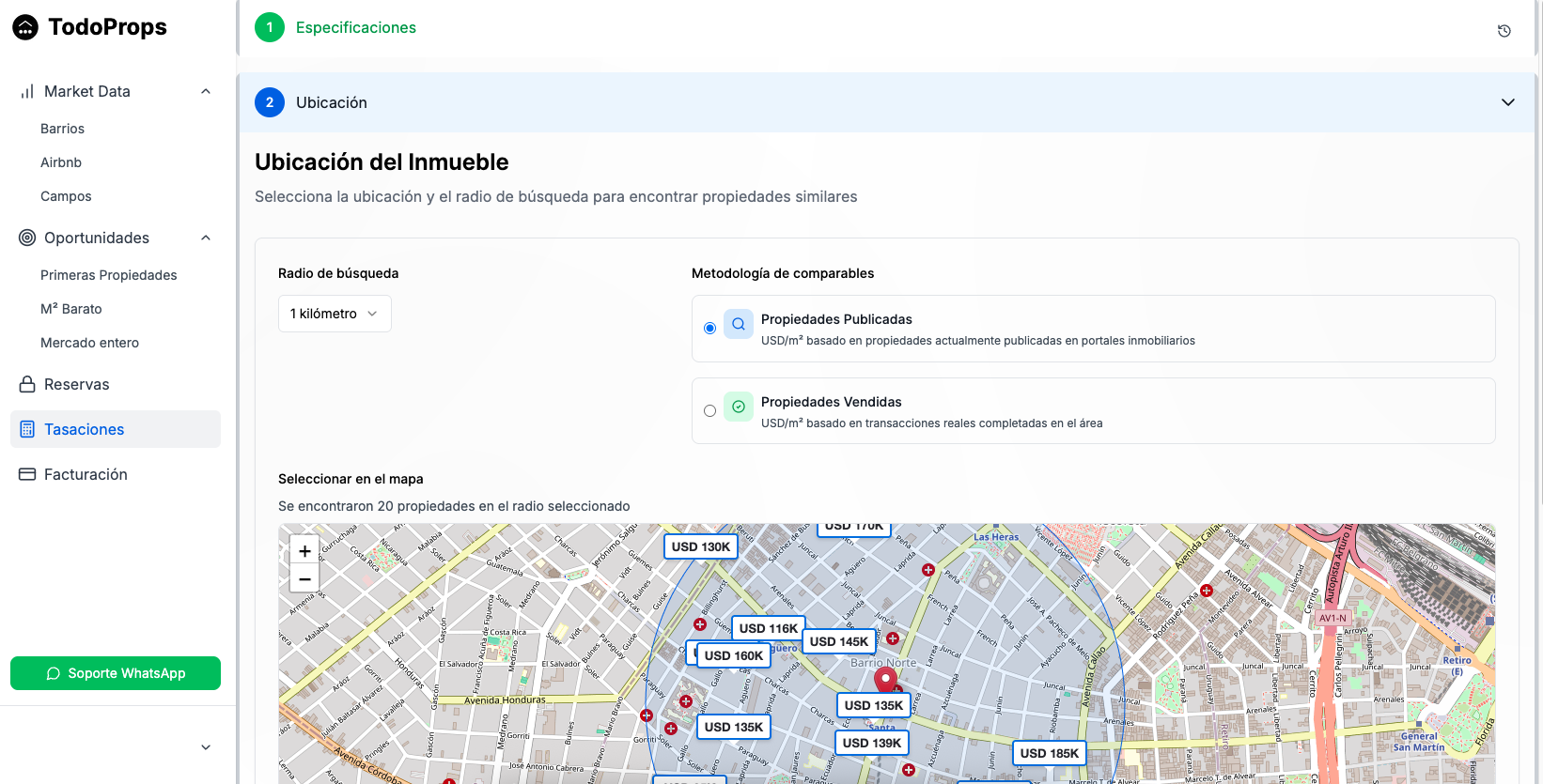 Herramienta de tasación con datos reales